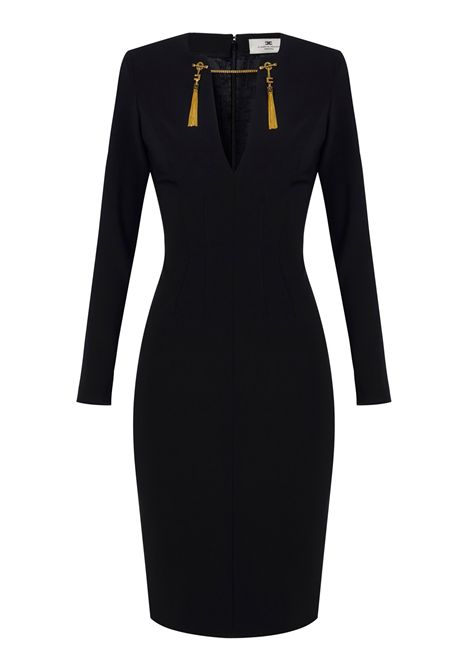 Abito Elisabetta Franchi donna AB80557E2110 Nero con dettaglio gioiello ELISABETTA FRANCHI | Abiti | AB80557E2110